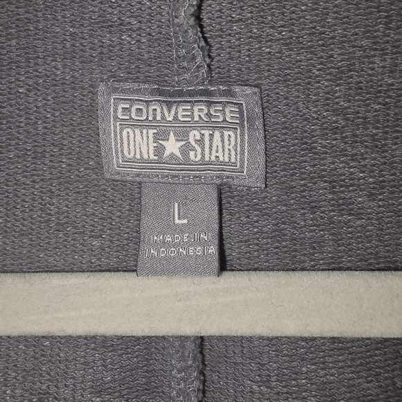 Converse Women's Heather Gray Blazer Front Zipper Faux pockets 100% Cotton Large - Picture 5 of 7